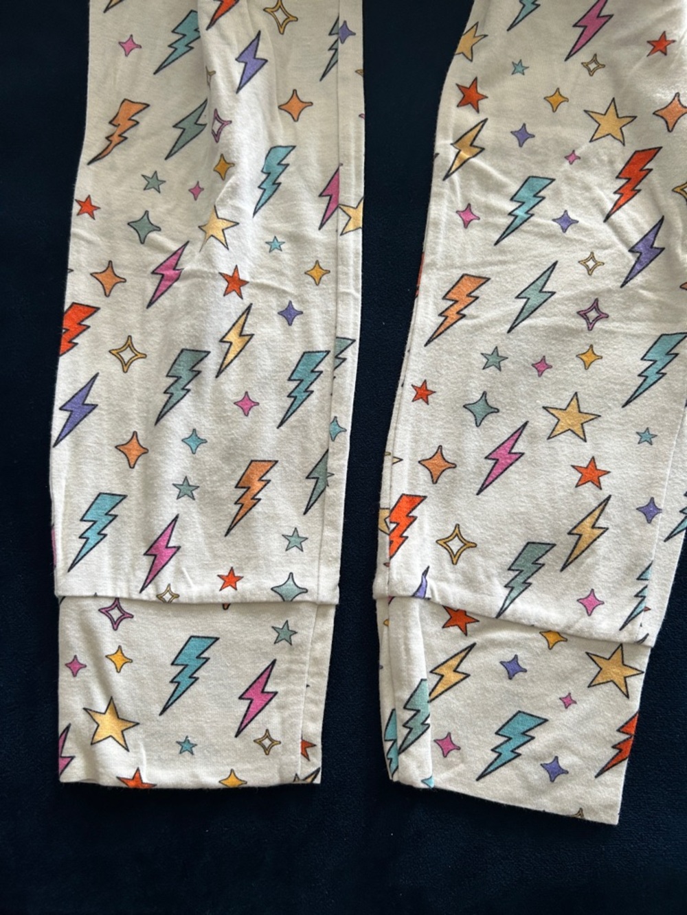 Posh Peanut Ivory Kids Pajama Set with Multicolor Lightning & Stars - Picture 4 of 5